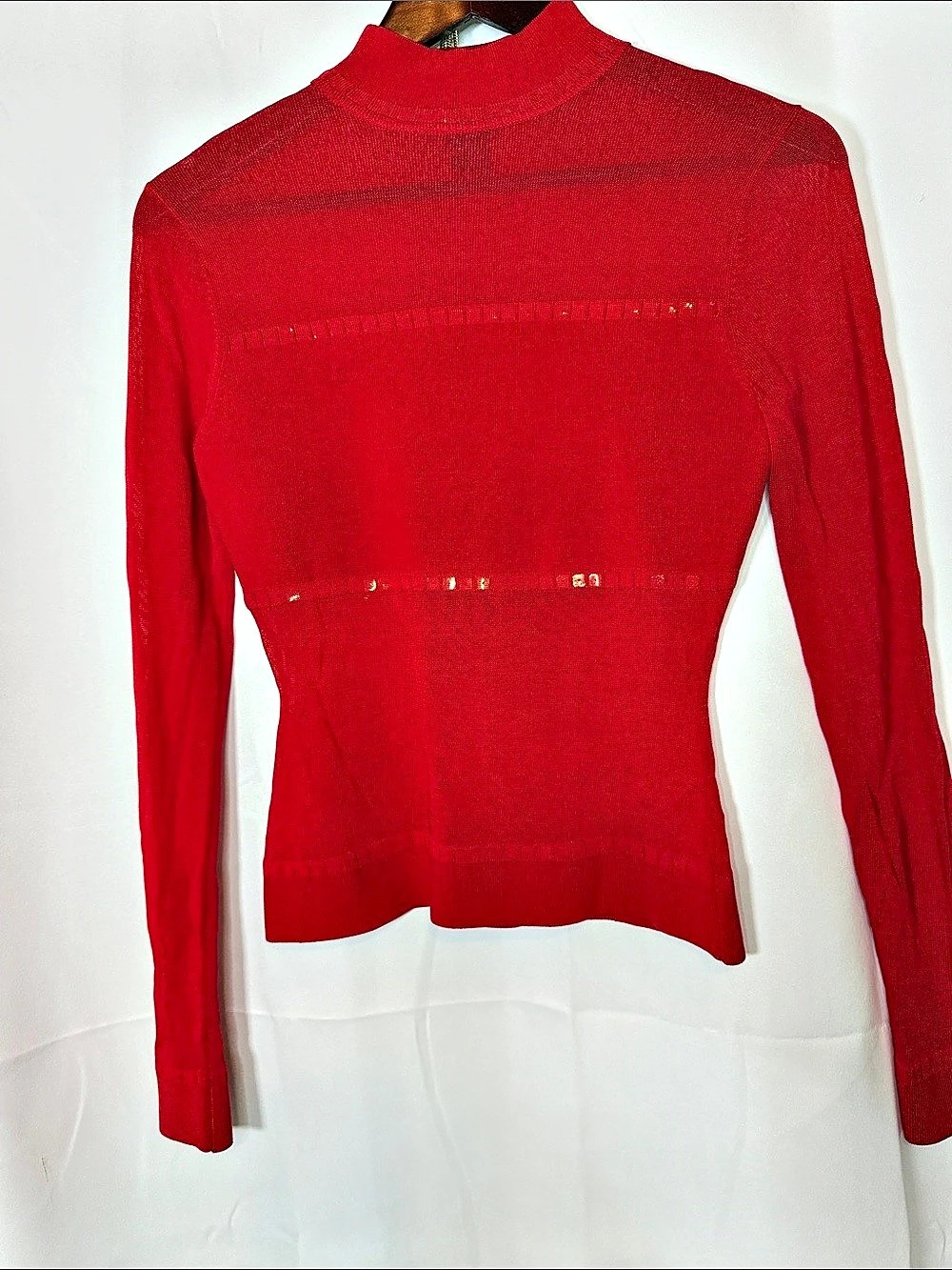 Vermani Red Silk Blend Turtleneck Medium